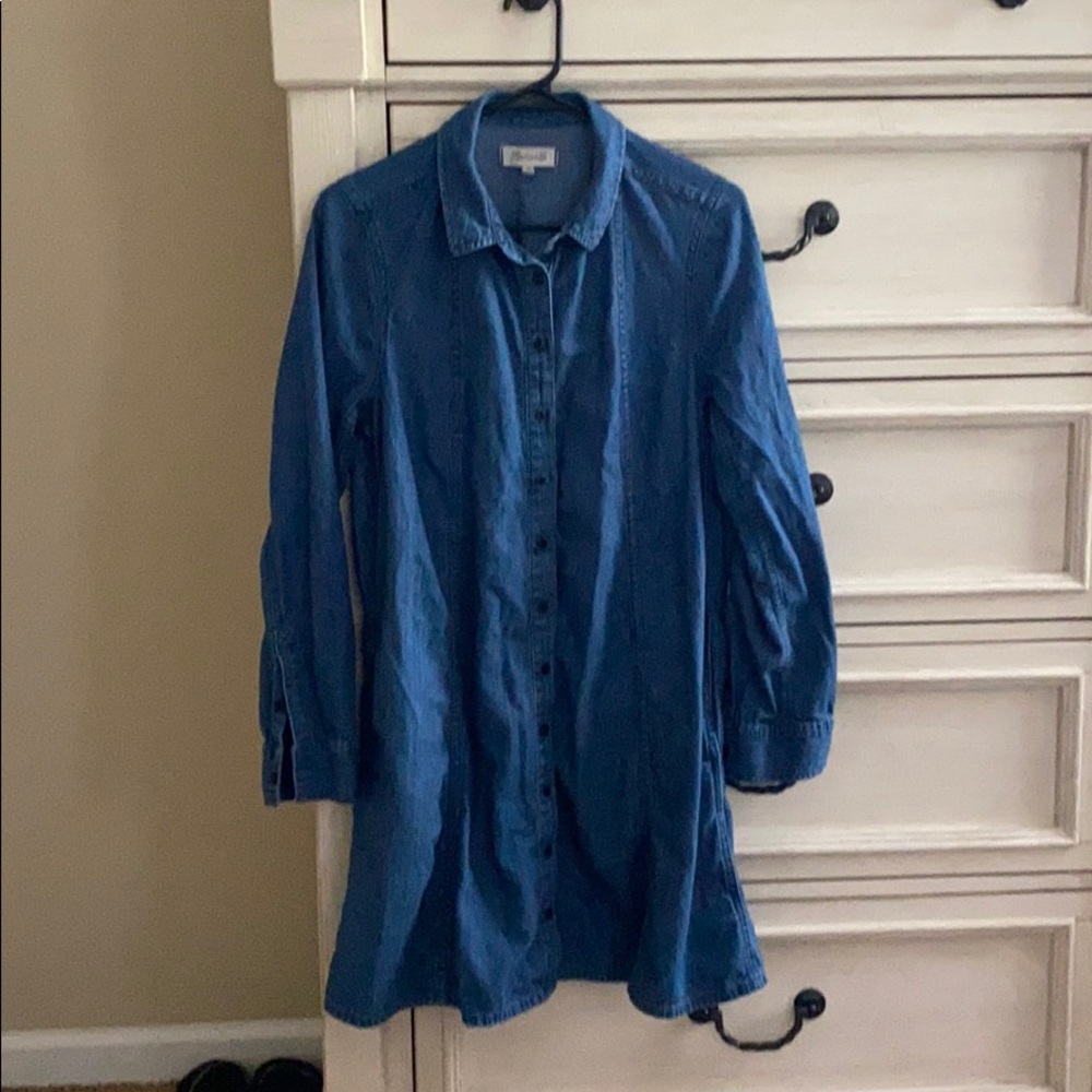 Madewell A-line denim button down dress. Medium